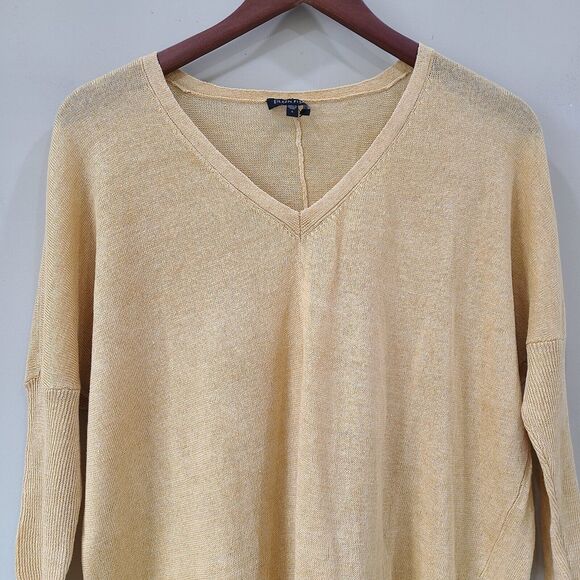 Eileen Fisher Women 100% Linen Sweater Small Yellow Beachy Open Knit Lightweight - Picture 2 of 9